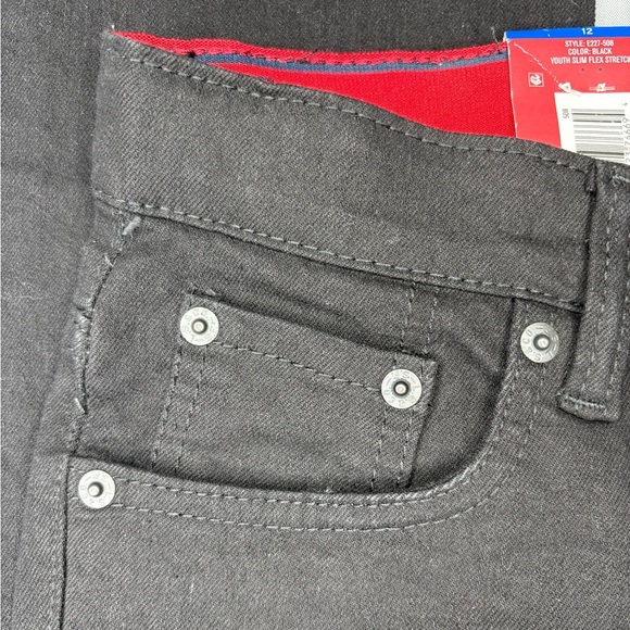 New LEVI’S Youth 511 Dark Black Slim Flex Stretch Adjustable Waist | Size 12R - Picture 2 of 9